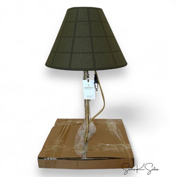 Hearth & Hand Magnolia 23" Plaid Shade Metal Table Lamp Brass/Green Target NIB - Picture 5 of 9